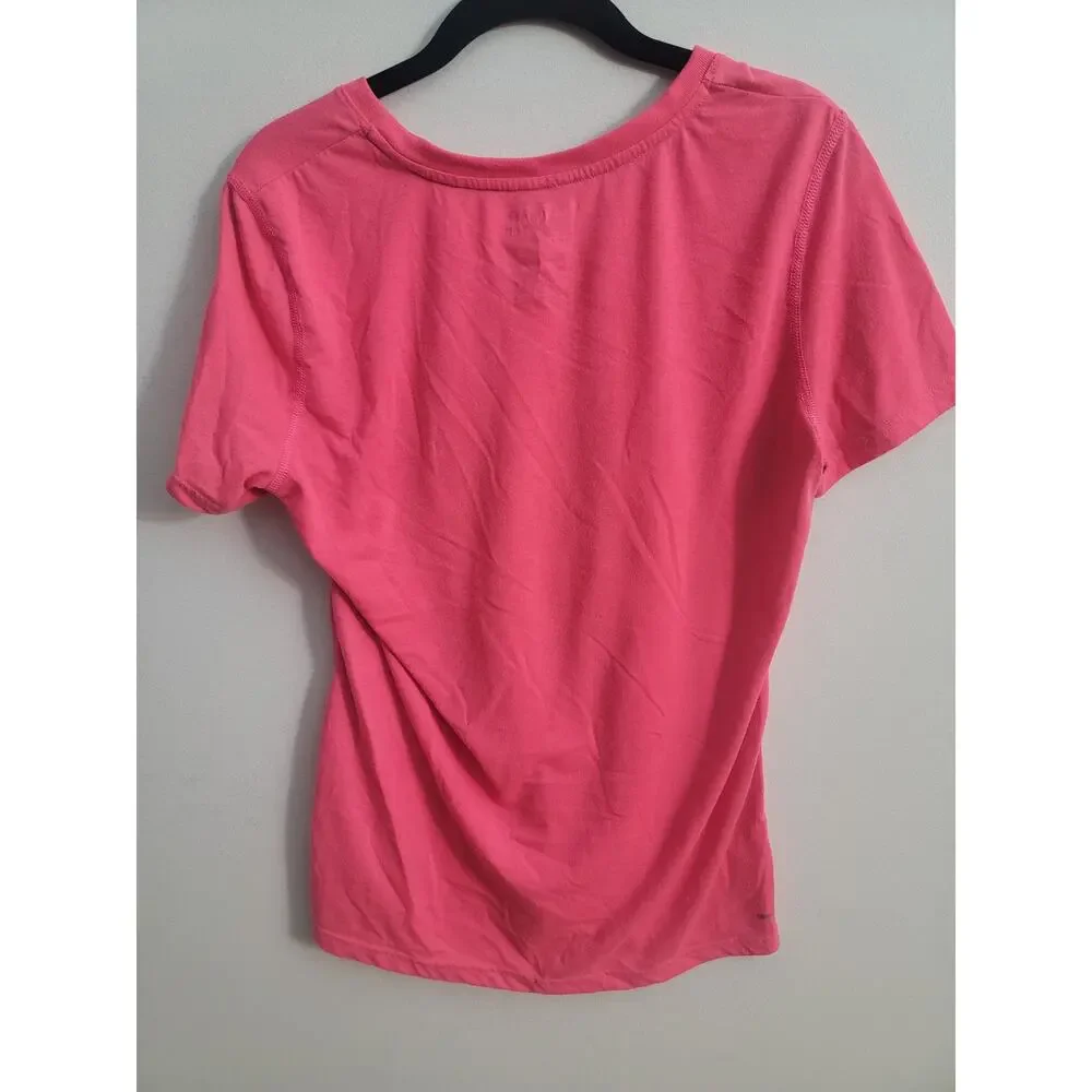 Adidas V-Neck Short Sleeve Pink T-Shirt Womens Size Large - Picture 4 of 4